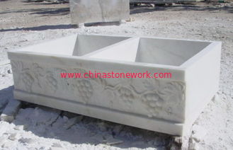 China white marble double sink supplier