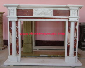 China column style marble fireplace mantel supplier
