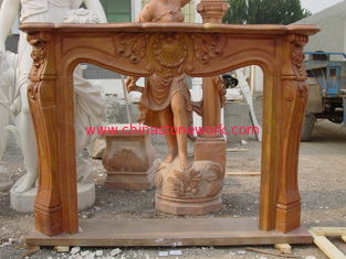 China yellow marble fireplace mantel  supplier