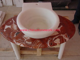 China onyx hand curved marble sink supplier