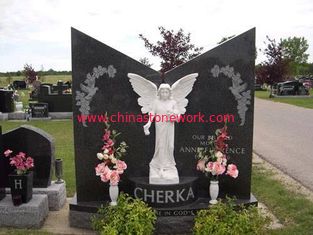 China black granite memorial with marble angel supplier