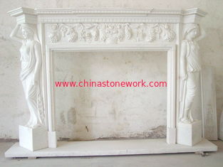 China white marble hand carved fireplace mantel supplier