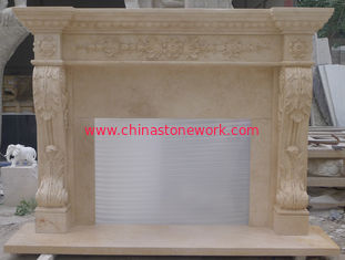 China Egypt Cream yellow color marble handcarved fireplace mantel supplier