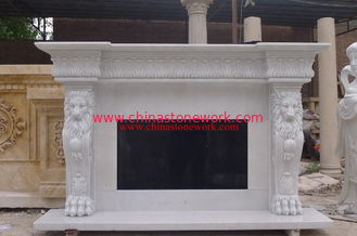 China white marble lion fireplace mantel supplier