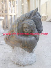 China horse and girl marble statue supplier